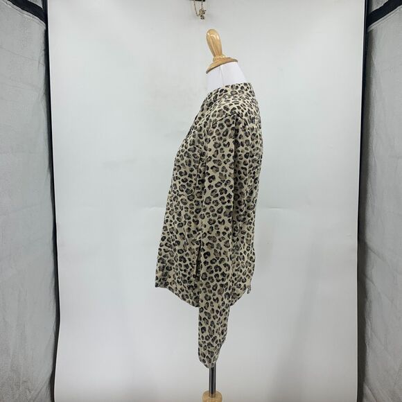 Caslon Leopard Print Utility Jacket Womens S Small Button Front Mandarin Collar - Picture 5 of 12